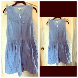 J Crew Eyelet Shirt-dress, light blue, size 4